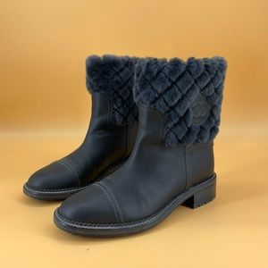 CHANEL logo boots